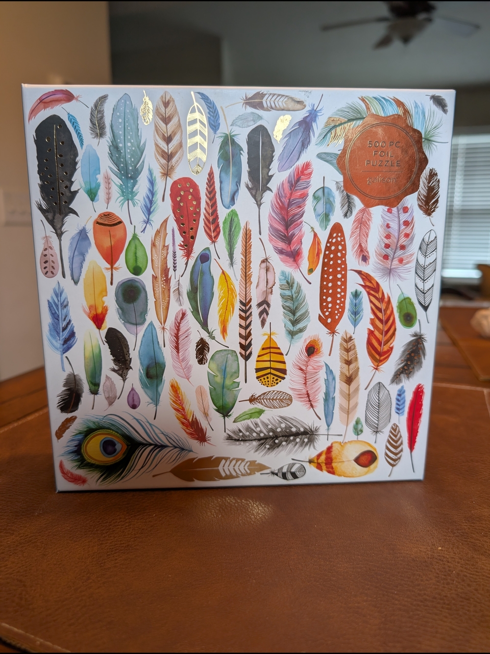 🧩Galison Foil Jigsaw Puzzle Multicolor Feathers All Pieces Present